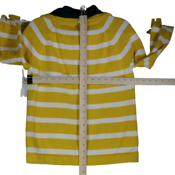 LRL Lauren Ralph Yellow White Quarter Zip Sweater Womens Petite Large Striped - Picture 8 of 10